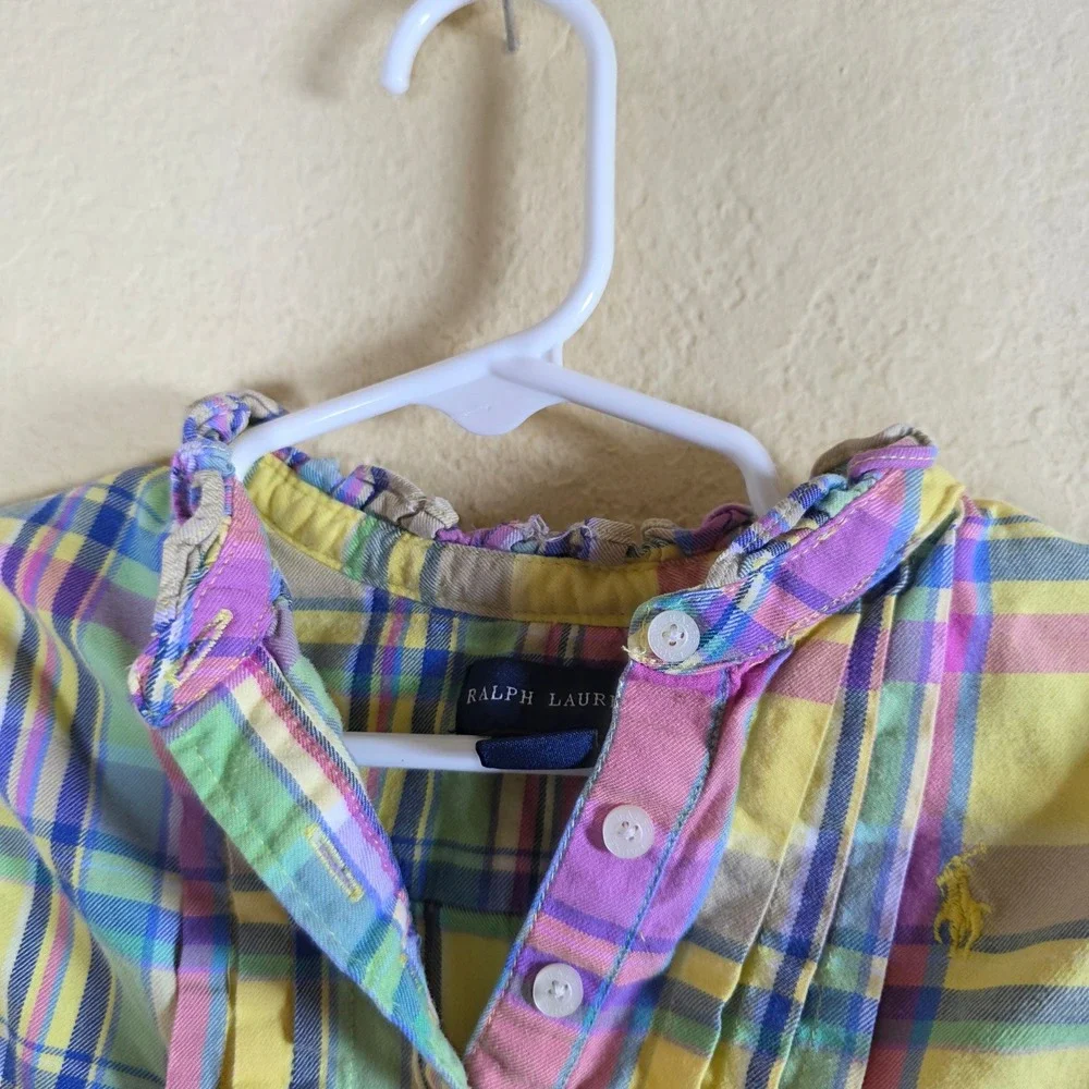 Ralph Lauren Kids Girls Plaid Tunic Shirt Dress Yellow Pink Blue Size 4T‎
